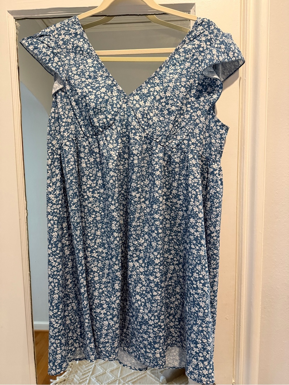 Blue Floral V-Neck Sundress